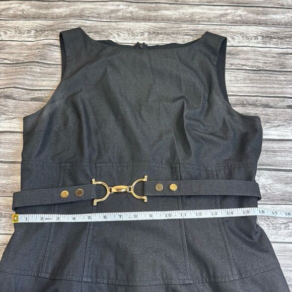 Cache Contour Collection Womens Sleeveless Belted Pencil Dress 12 Dark Grey Gray - Picture 9 of 15
